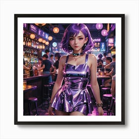 Sexy Girl In Purple Dress 6 Art Print