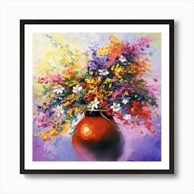 A bouquet of wild flowers in a vase Art Print