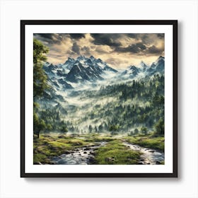 Fantasy Mountain Landscape Art Print