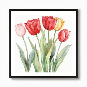 Watercolor Tulips 3 Art Print