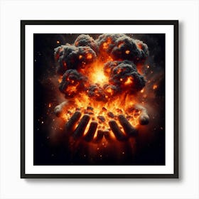 Hand Holding A Fireball Art Print