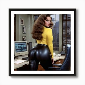 Woman In Leather Pants huj Art Print