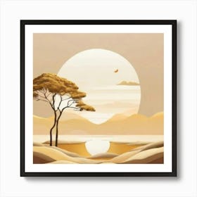 Savannah Landscape gold and beige Art Print