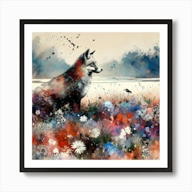 Fox In The Meadow Art Print