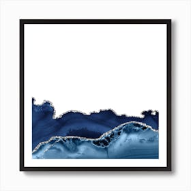 Navy & Silver Agate Texture 12 Art Print