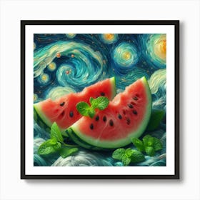 Watermelon With Starry Sky Art Print
