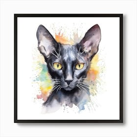 Black Oriental Cat Portrait Art Print