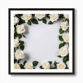 White Roses Frame 2 Art Print