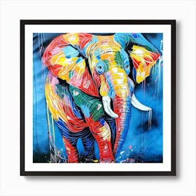 African Elephant canvas Painting Art Print