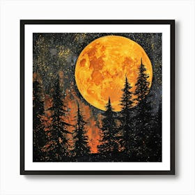 Full Moon In The Forest 5 Art Print