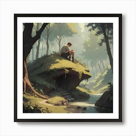 Boy In The Forest Art Print