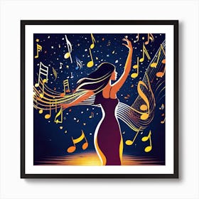 Music Note Girl Art Print