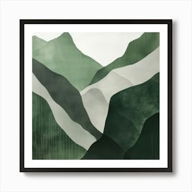 Japanese Watercolour Of Mount Hakuba 2 Art Print