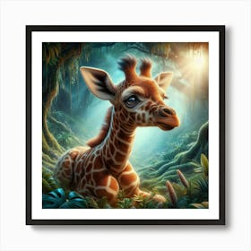 Baby Giraffe In The Jungle Art Print