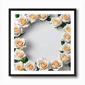 White Roses In A Circle Art Print