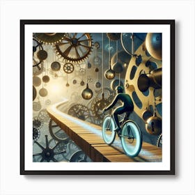 Clockwork Man On A Bicycle Art Print