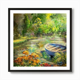 Boat In The Garden Art Print