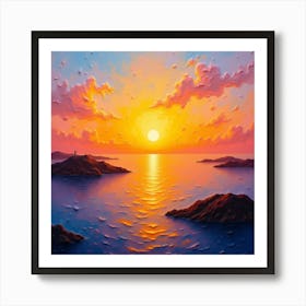 Sunset Over The Ocean 3 Art Print