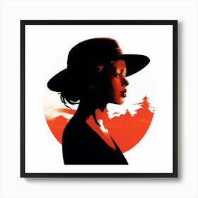 Woman In The Hat, Simple Silhouette frame Art Print