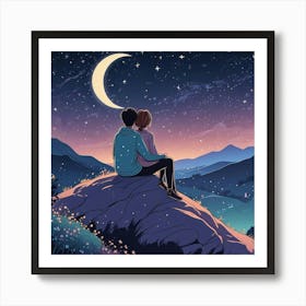 Couple Sitting Together Art Print (1) Poster