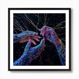 Two Hands Reaching For Each Other Art Print