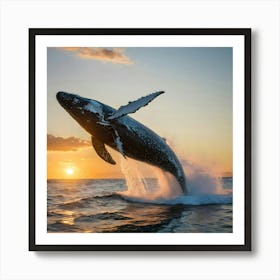 Humpback Whale Leaping Out Of The Water 3 Art Print