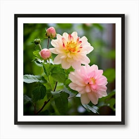 Flowers Leaves Nature Soft Freshness Pastel Botanical Plants Blooms Foliage Serene Delic (5) Art Print