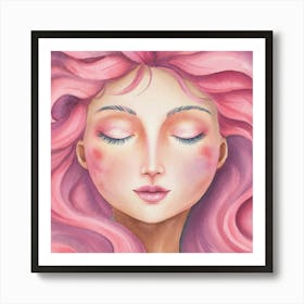 Pink Haired Woman Art Print