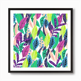 Leaves Drawing Pattern Nature Art Print