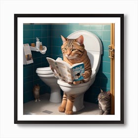 Cat Reading A Newspaper Art Print