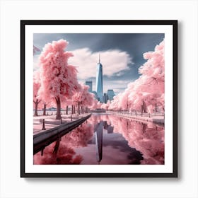 Pink Trees In New York City Art Print