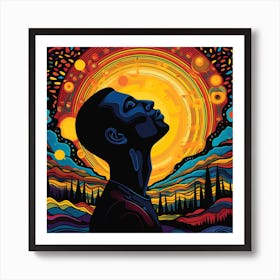 Man Looking Up At The Sun Art Print