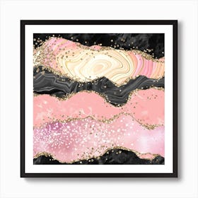 Pink Glitter Agate Texture 05 Art Print