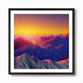 Sunset In The Mountains 3 Art Print