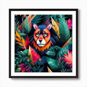 Lion In The Jungle 18 Art Print