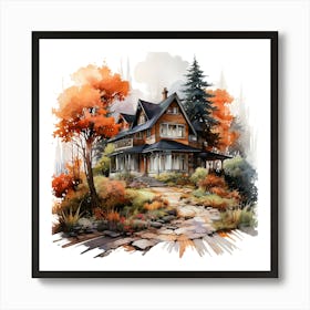 Watercolor Of A House Art Print