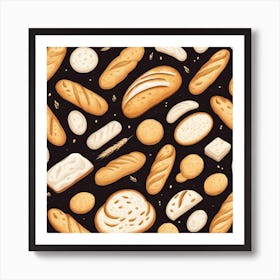 Bread And Buns Seamless Pattern 1 Art Print