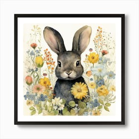 Bunny In Flowers Art Print