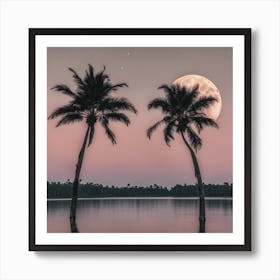 Moonlight Over Palm Art Print