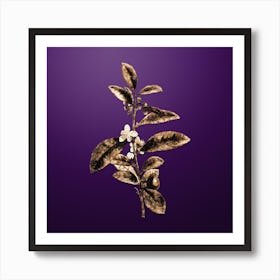 Gold Botanical Tea Tree on Royal Purple n.1426 Art Print