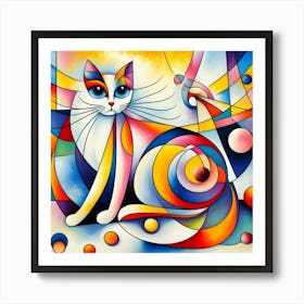 Abstract Cat Painting 8 Art Print