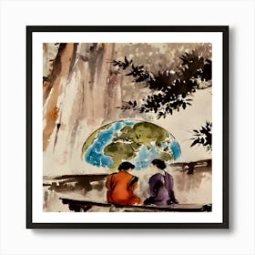 Two Asian Women Art Print