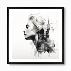 Portrait Of A Woman New York multi exposure  Art Print