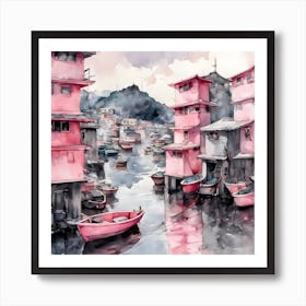 Pink Houses In Hong Kong Art Print