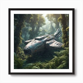 782608 Crashed Spaceship In A Dense Forest, Surrounded By Xl 1024 V1 0 Poster