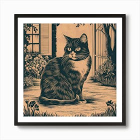 Cat In The Garden Art Print