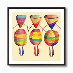 Three Colorful Ballerinas Art Print