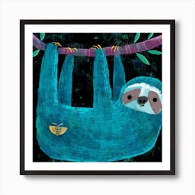 Sloth And The Moth Square Art Print