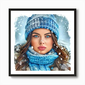 Portrait Of A Woman In Winter Art Print