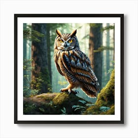 Owl In The Forest 179 Art Print